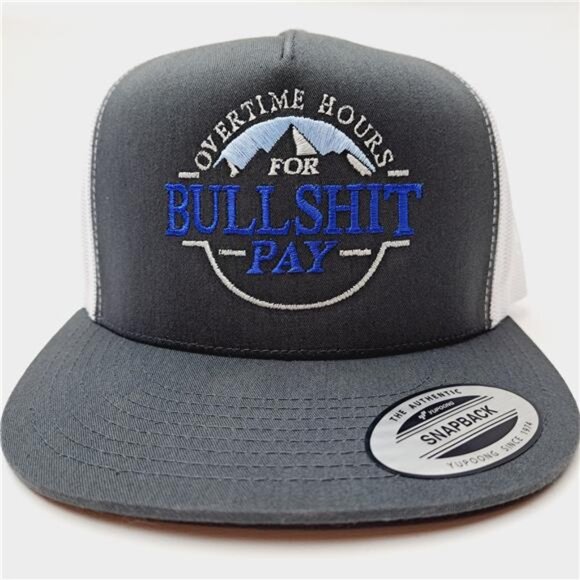 Rich Men North Of Richmond BS Overtime Pay Flat Bill Mesh Snapback Cap Hat Gray